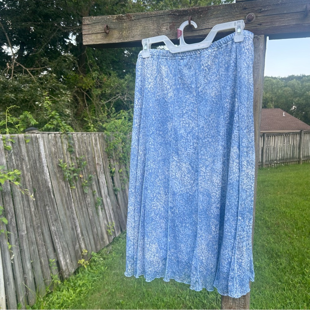 Blue floral Pleated Skirt VINTAGE